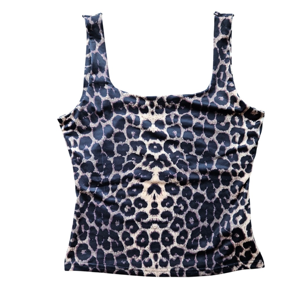 SHEIN Womens Leopard Print Square Neck Tank Top Brown Black Animal Print Size S